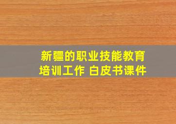 新疆的职业技能教育培训工作 白皮书课件